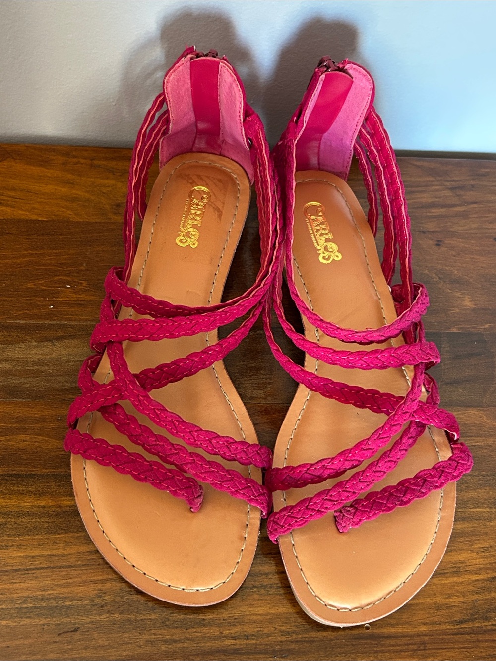 Carlos Santana Fuschia Flat Sandals
